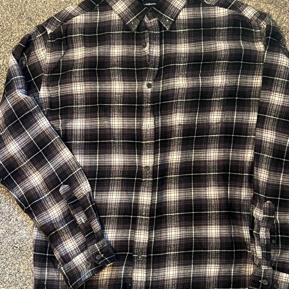 Croft & Barrow Black and White Plaid Casual Button Down Shirt